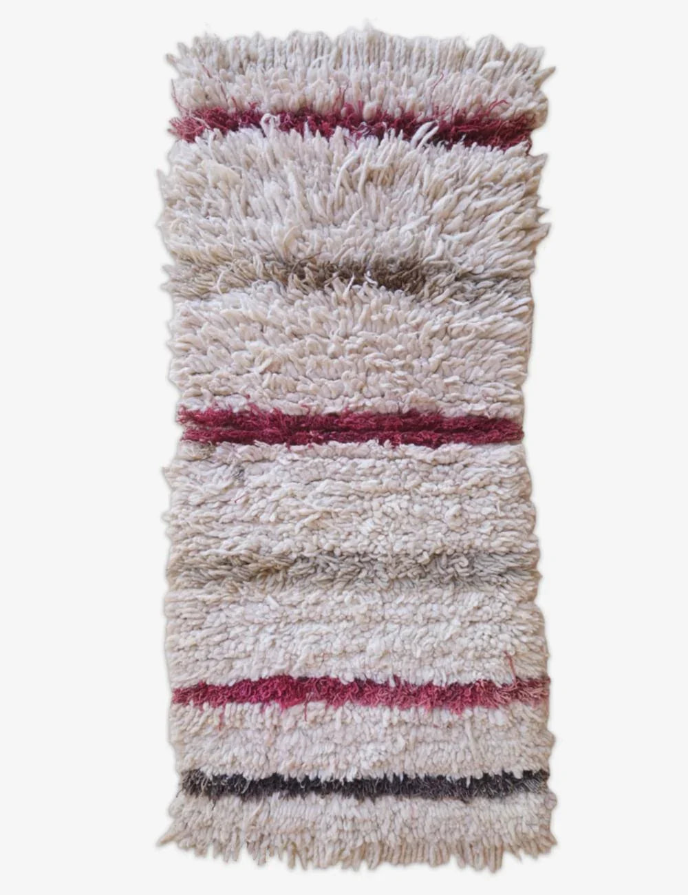 Textured rug with horizontal stripes on a white background