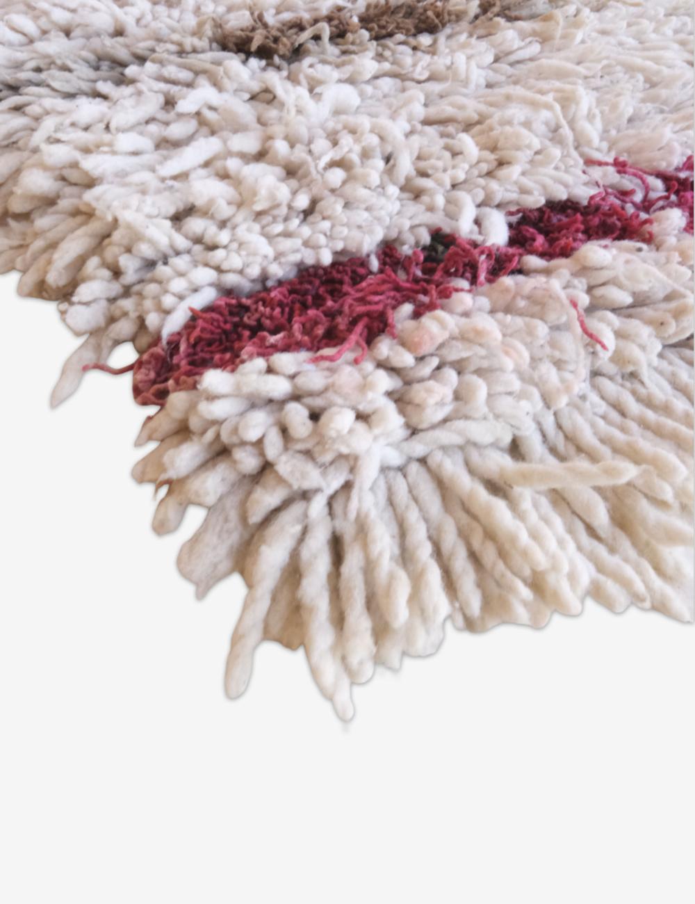 Close-up of a white mop with red bristle strip on a white background