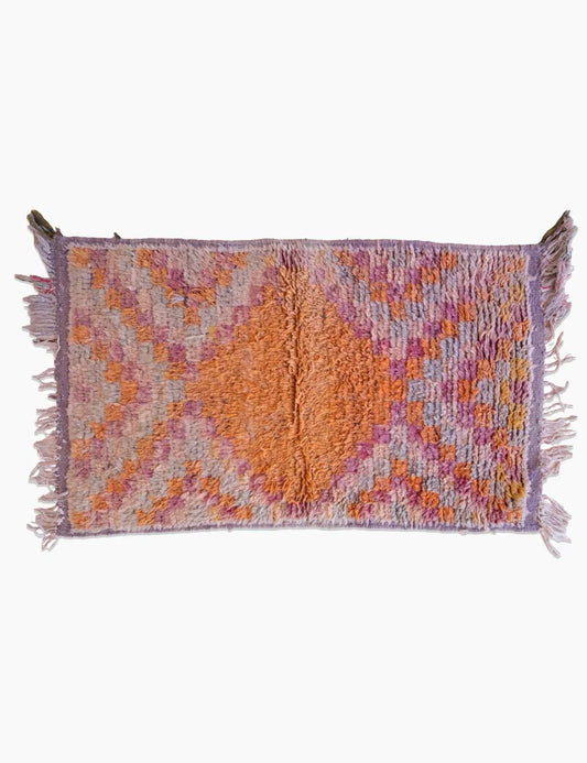 Faded Orange and Lavender Handwoven Rug 3.9 x 2.2 ft / 120 x 67 cm - Surcoma