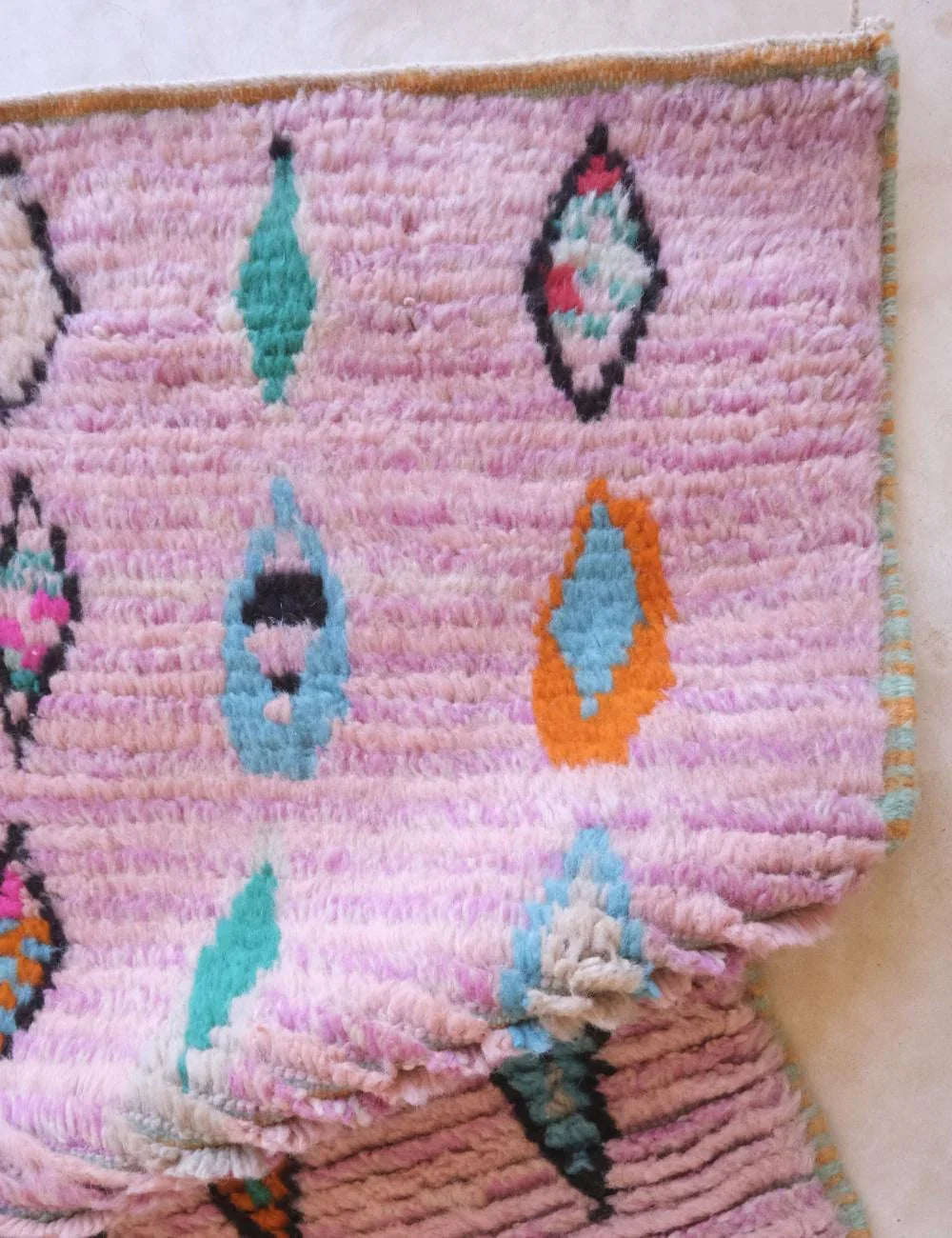 Small Moroccan Wool Rug 5 x 2.2 ft / 153 x 67 cm - Surcoma