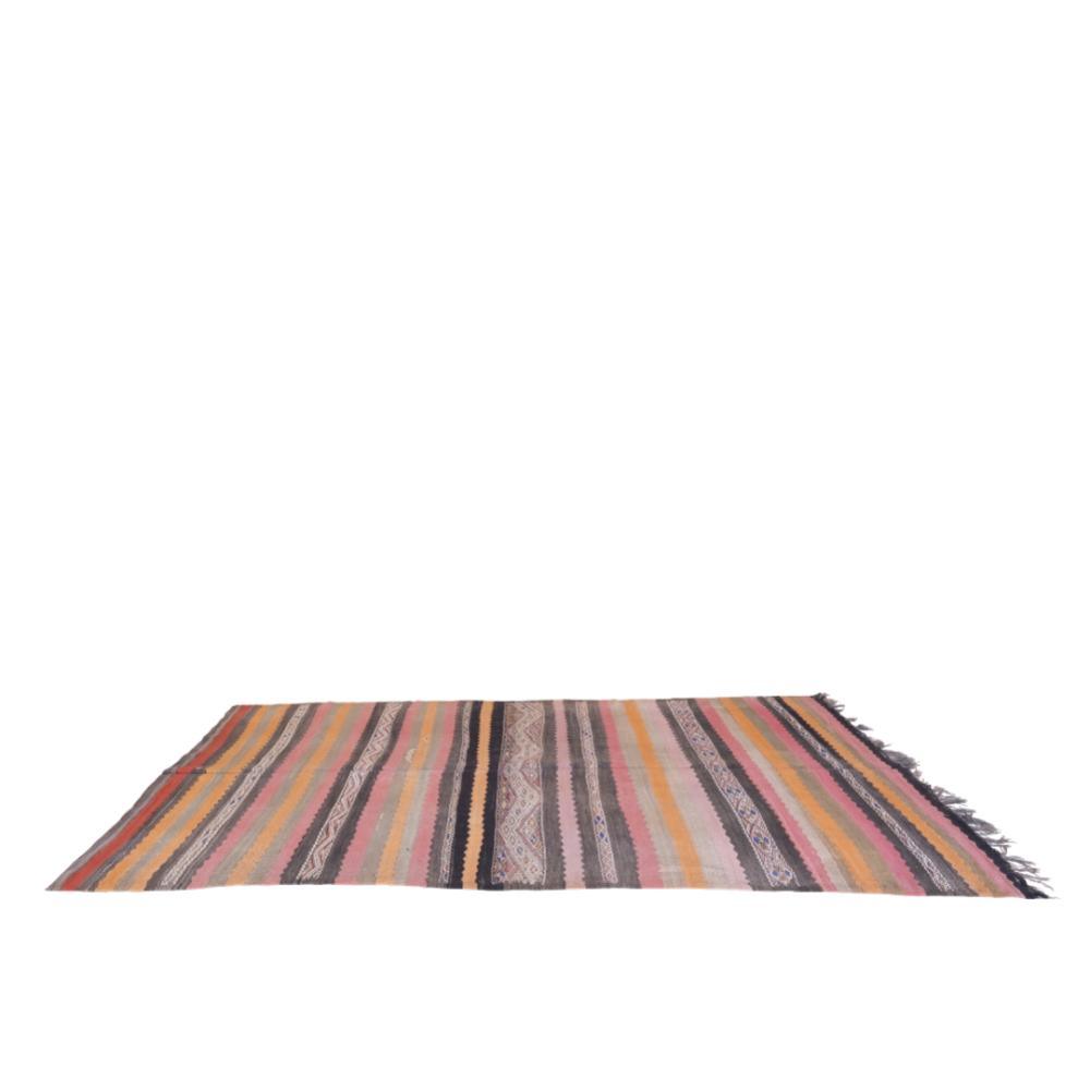 Striped Flatwoven Kilim Rug 12.1 x 5.6 ft / 370 x 173 cm - Surcoma