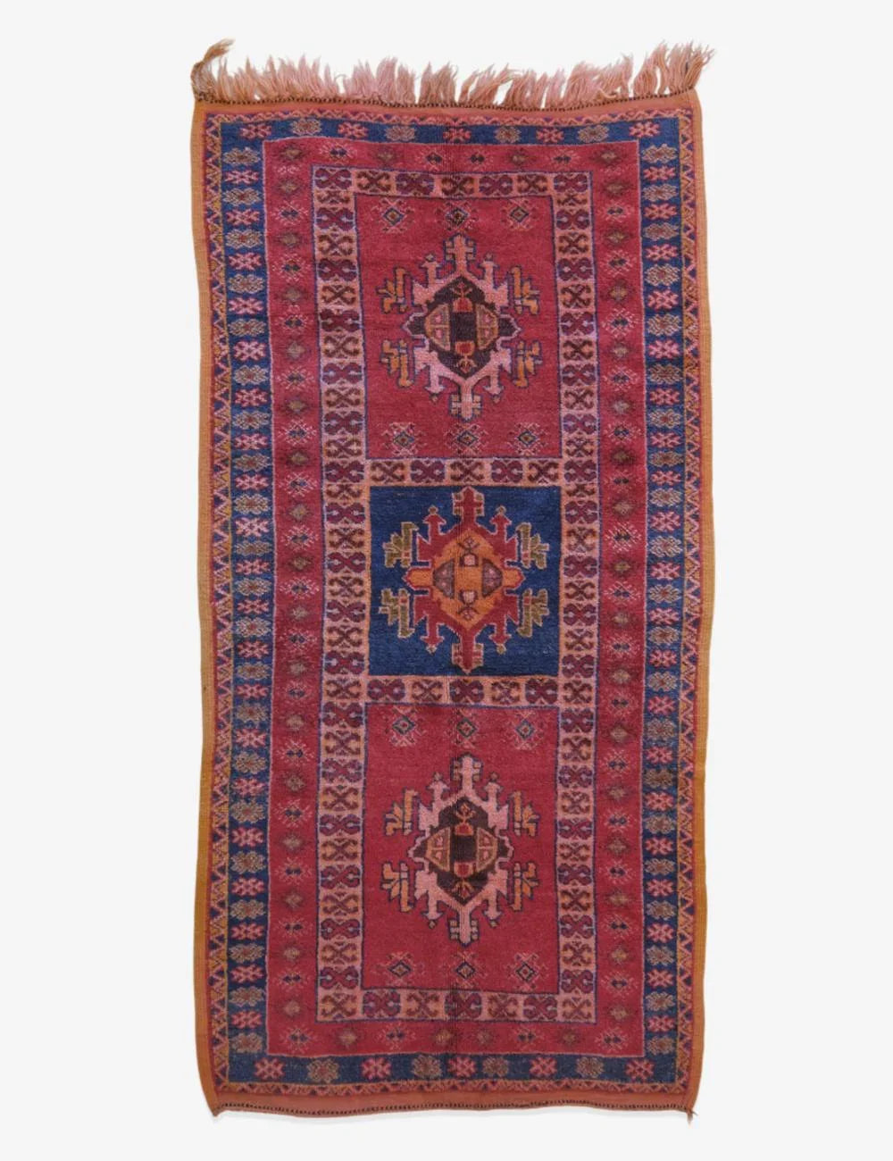 Traditional Moroccan Wool Rug 7.5 x 3.7 ft / 229 x 115 cm - Surcoma