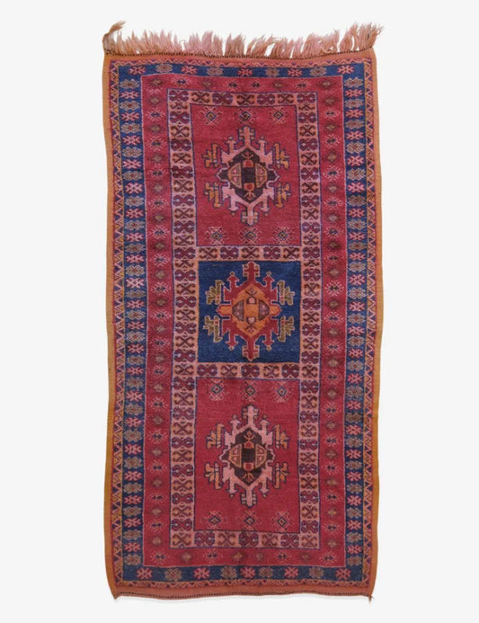 Traditional Moroccan Wool Rug 7.5 x 3.7 ft / 229 x 115 cm - Surcoma