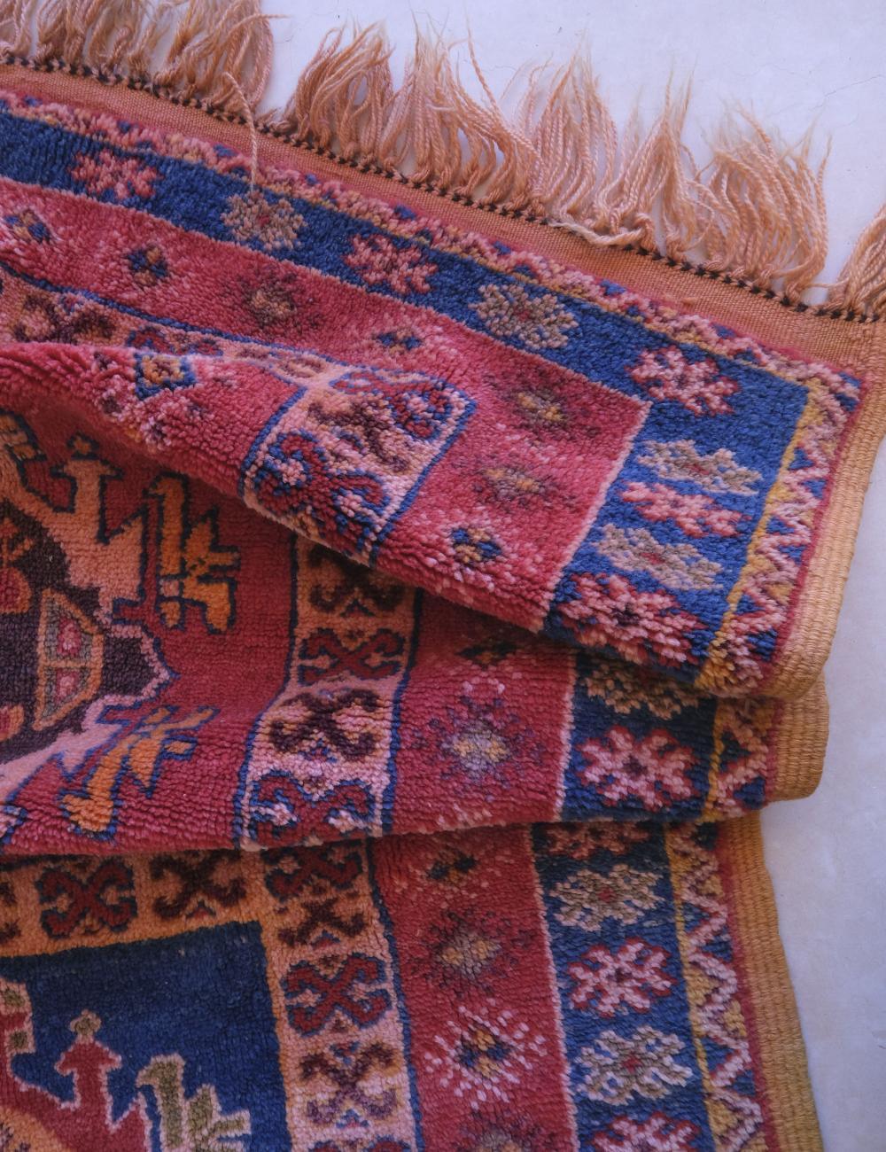 Traditional Moroccan Wool Rug 7.5 x 3.7 ft / 229 x 115 cm - Surcoma