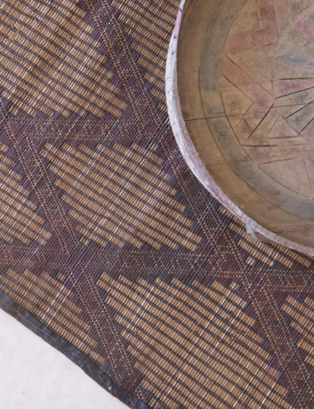 Small Vintage Tuareg Mat Rug 3.8 x 2.9 ft / 112 x 86 cm - Surcoma