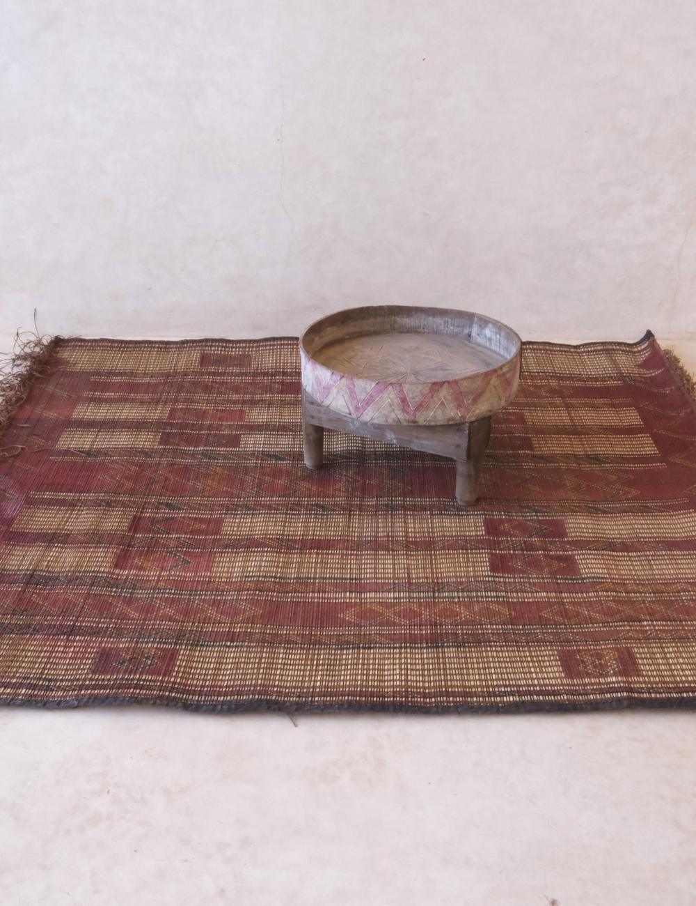 Small Nomadic Tuareg Mat 4.11 x 4.6 ft / 152 x 139 cm - Surcoma