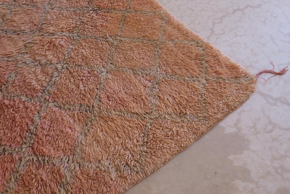 Moroccan Peach Wool Rug 6.2 x 5.8 ft / 189 x 177 cm - Surcoma