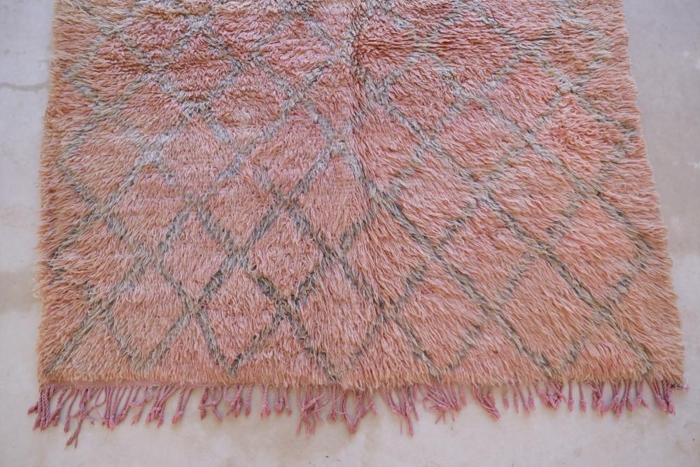 Moroccan Peach Wool Rug 6.2 x 5.8 ft / 189 x 177 cm - Surcoma