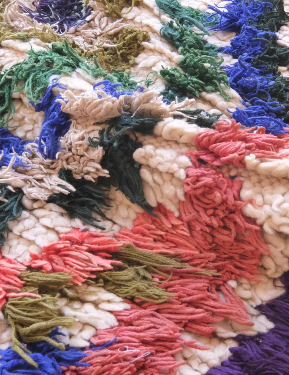 Close-up of a textured fabric with multicolored yarns