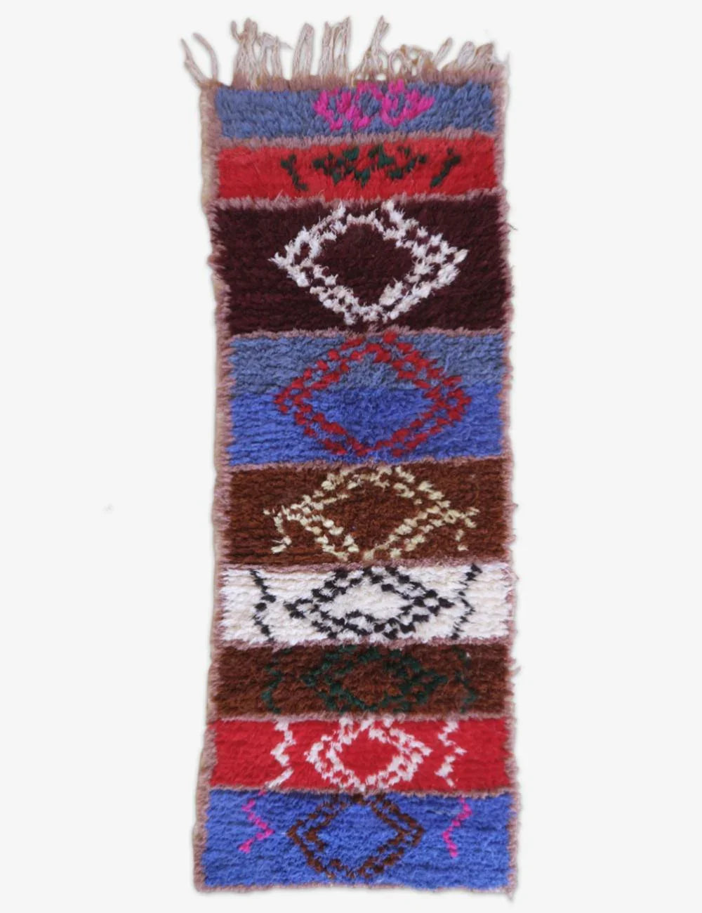 Colorful Moroccan Handwoven Accent Rug 5.9 x 2.4 ft / 179 x 73 cm