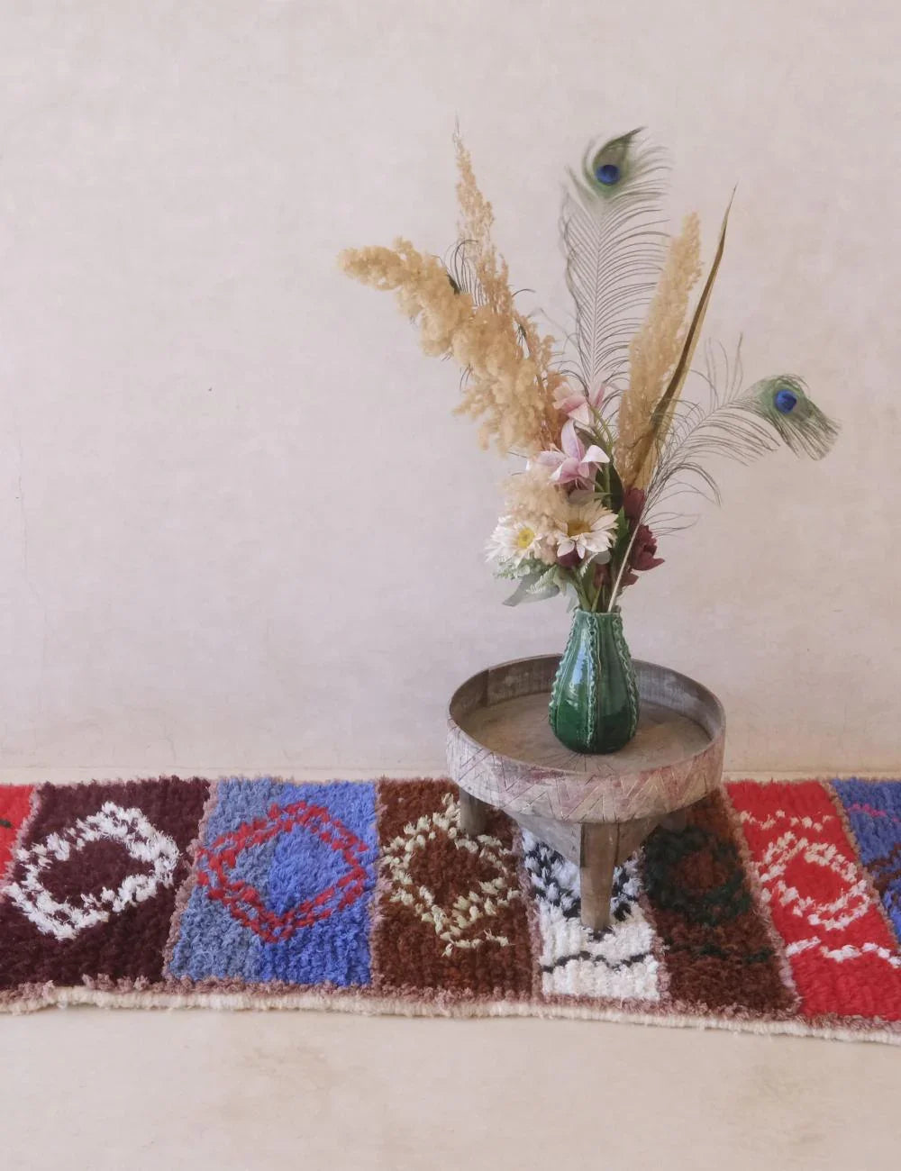 Colorful Moroccan Handwoven Accent Rug 5.9 x 2.4 ft / 179 x 73 cm