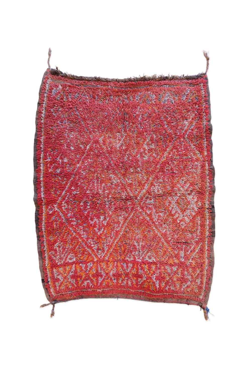 Moroccan Small Beni MGuild Red Rug 4.5 x 3.3 ft / 137 x 103 cm - Surcoma