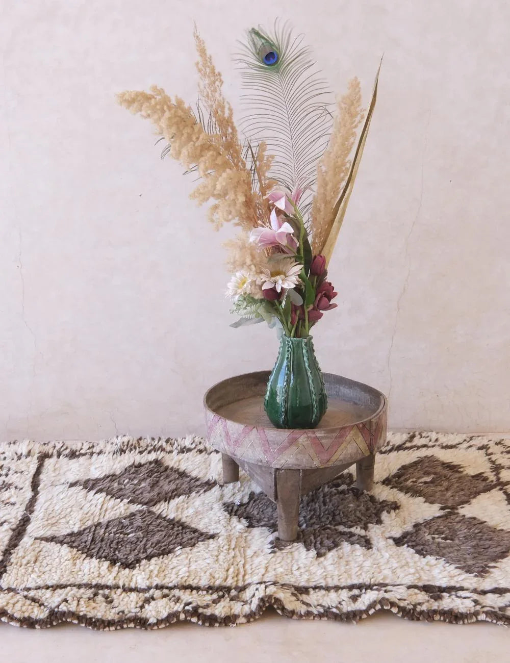 Vintage Moroccan Wool Rug 5.3 x 2.8 ft / 162 x 88 cm - Surcoma