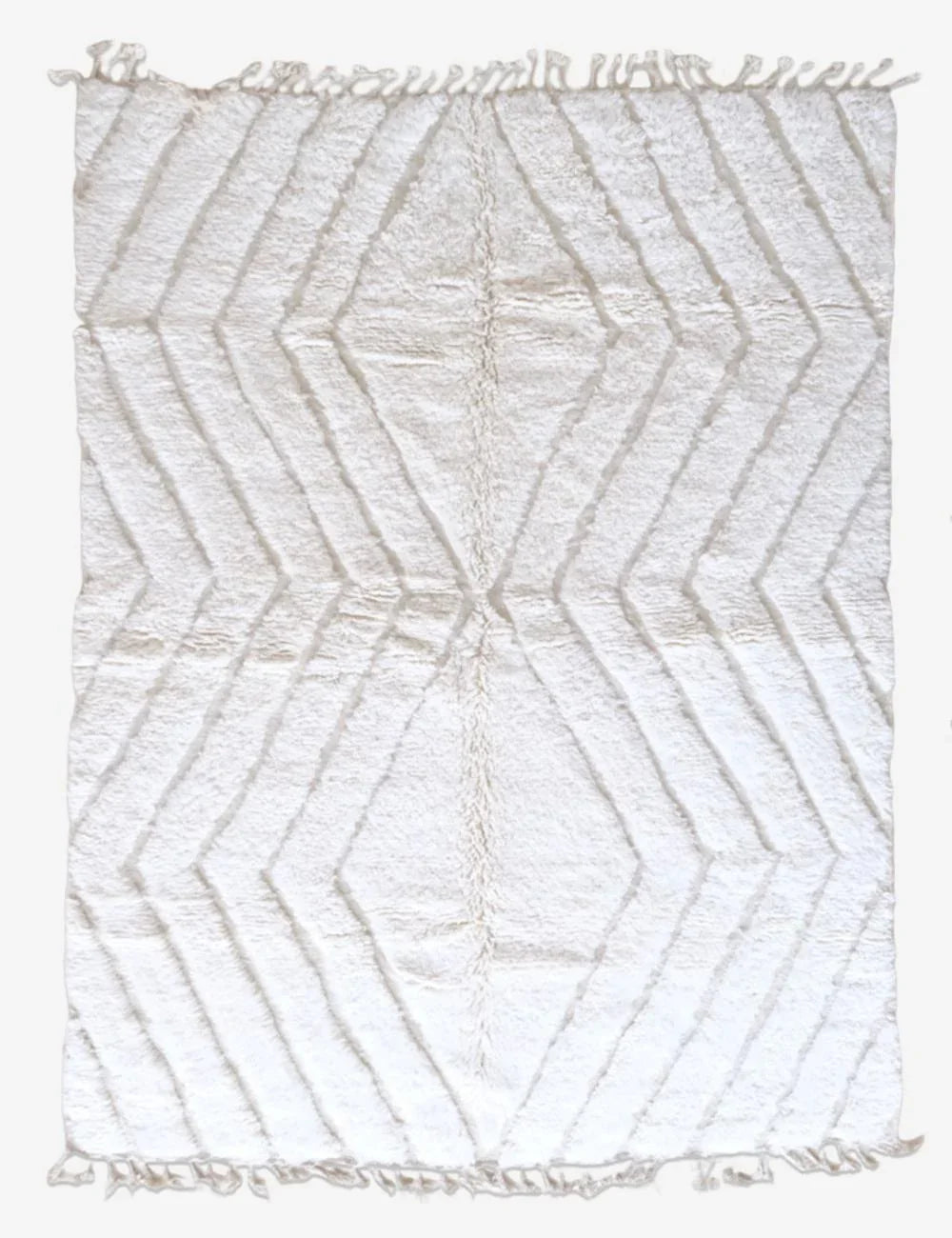 White Beni Ourain Rug 9.5 x 7 ft / 291 x 214 cm - Surcoma