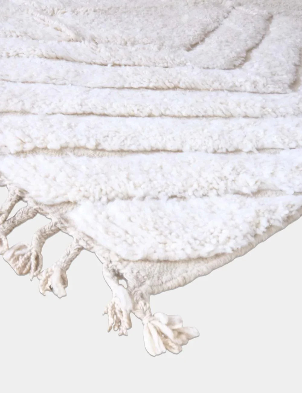 White Beni Ourain Rug 9.5 x 7 ft / 291 x 214 cm - Surcoma