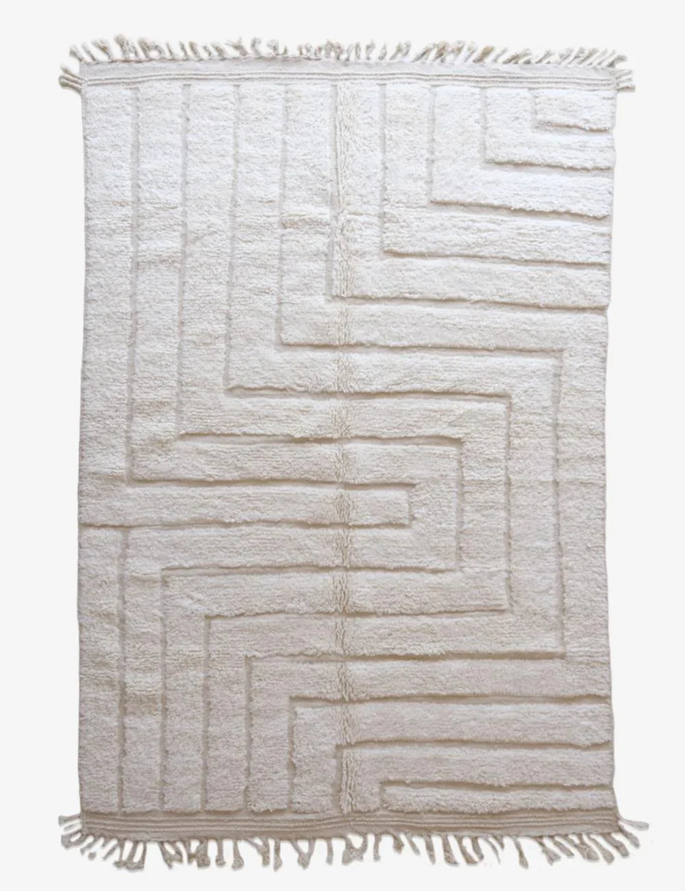 White Morocan Rug 9.5 x 6.5 ft / 291 x 198 cm - Surcoma