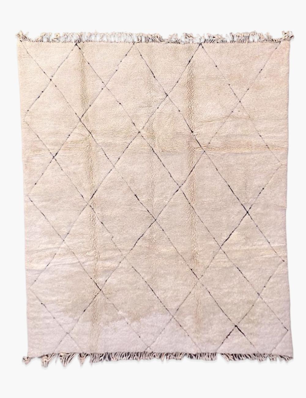 White Luxury Beni Mrirt Rug 11.4 x 8.9 ft / 346 x 272 cm