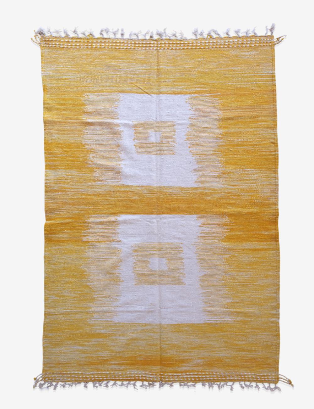 Yellow Flatwoven Moroccan Rug 10.2 x 6.4 ft / 311 x 197 cm - Surcoma