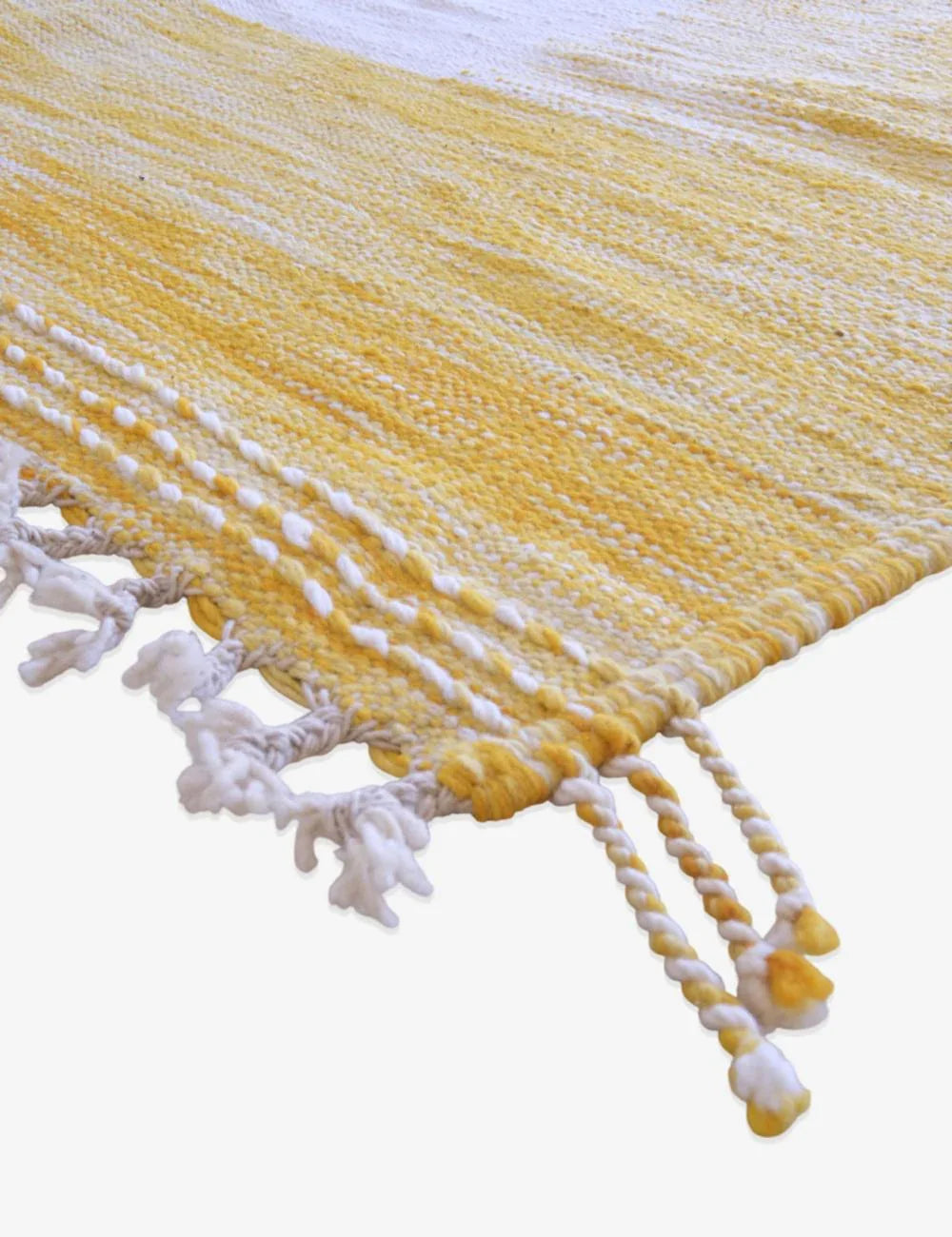 Yellow Flatwoven Moroccan Rug 10.2 x 6.4 ft / 311 x 197 cm - Surcoma