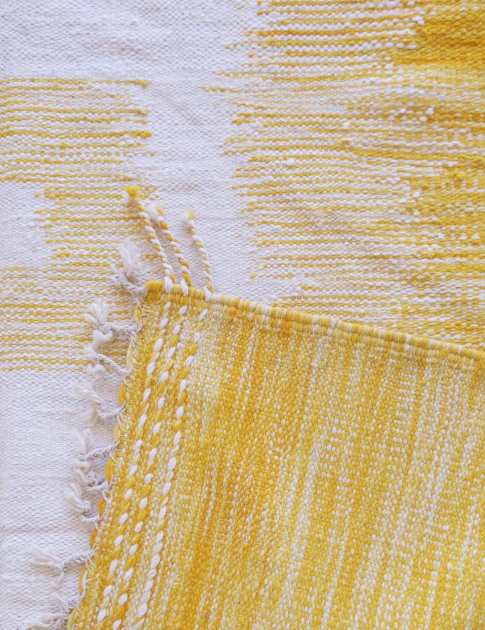 Yellow Flatwoven Moroccan Rug 10.2 x 6.4 ft / 311 x 197 cm - Surcoma