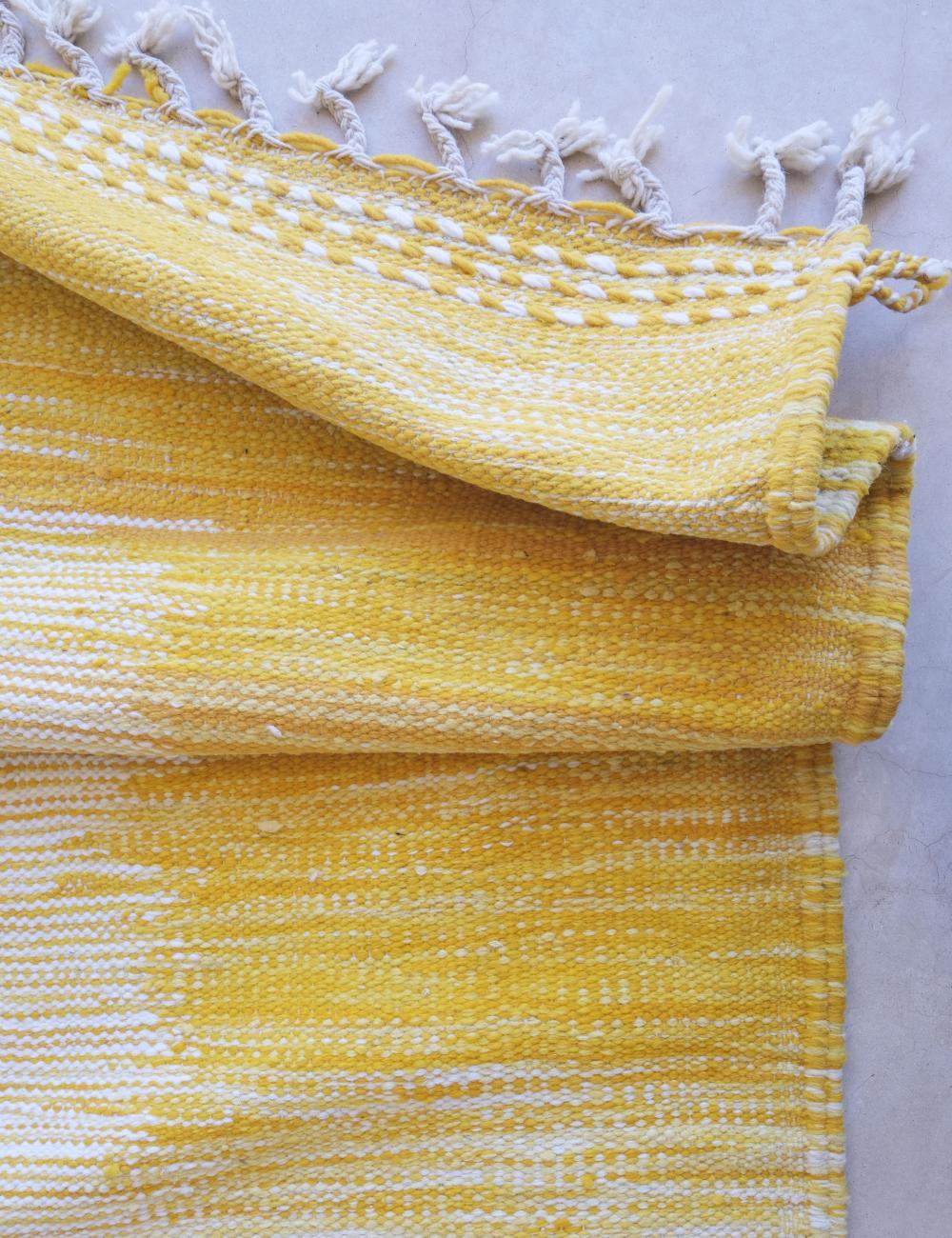 Yellow Flatwoven Moroccan Rug 10.2 x 6.4 ft / 311 x 197 cm - Surcoma