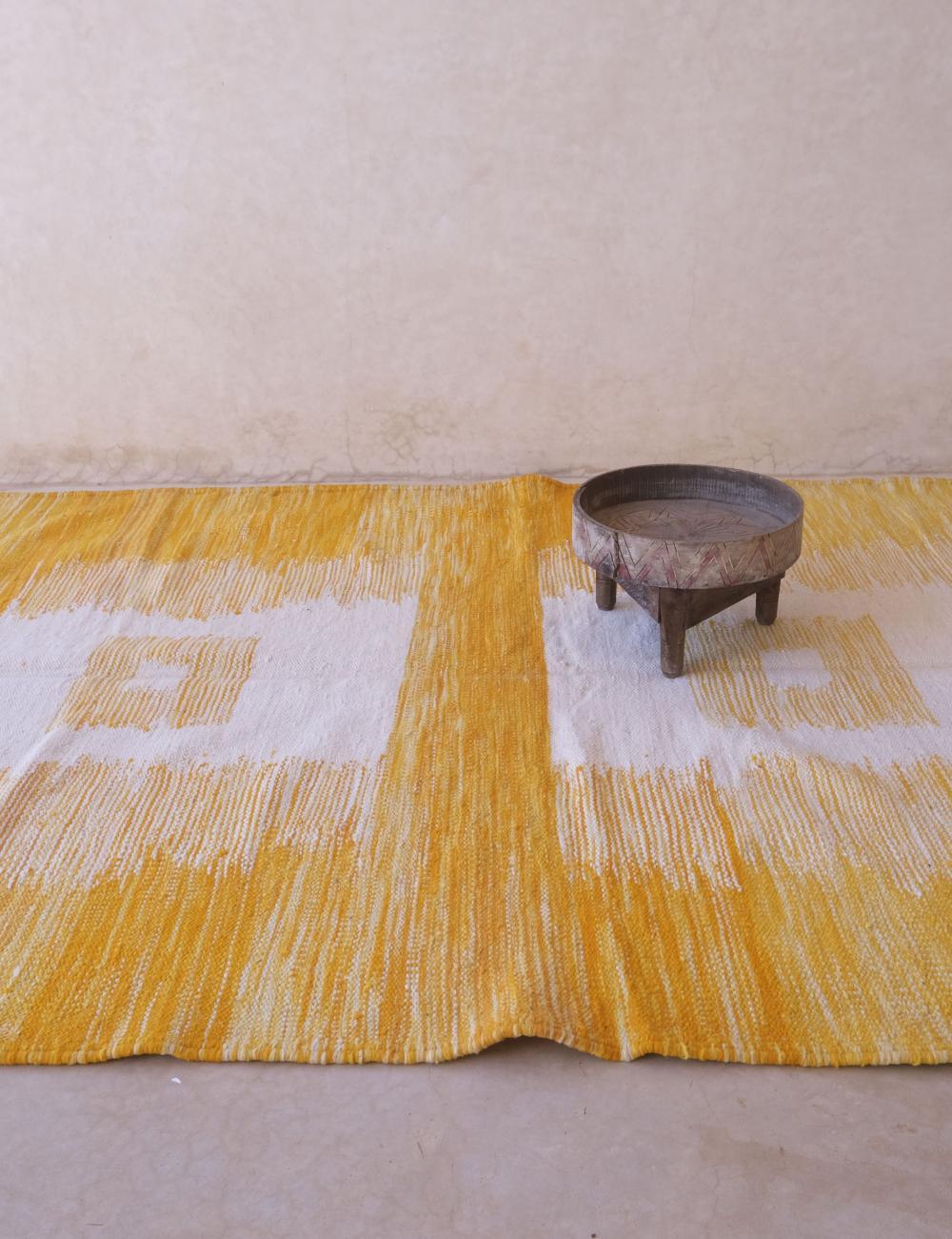 Yellow Flatwoven Moroccan Rug 10.2 x 6.4 ft / 311 x 197 cm - Surcoma