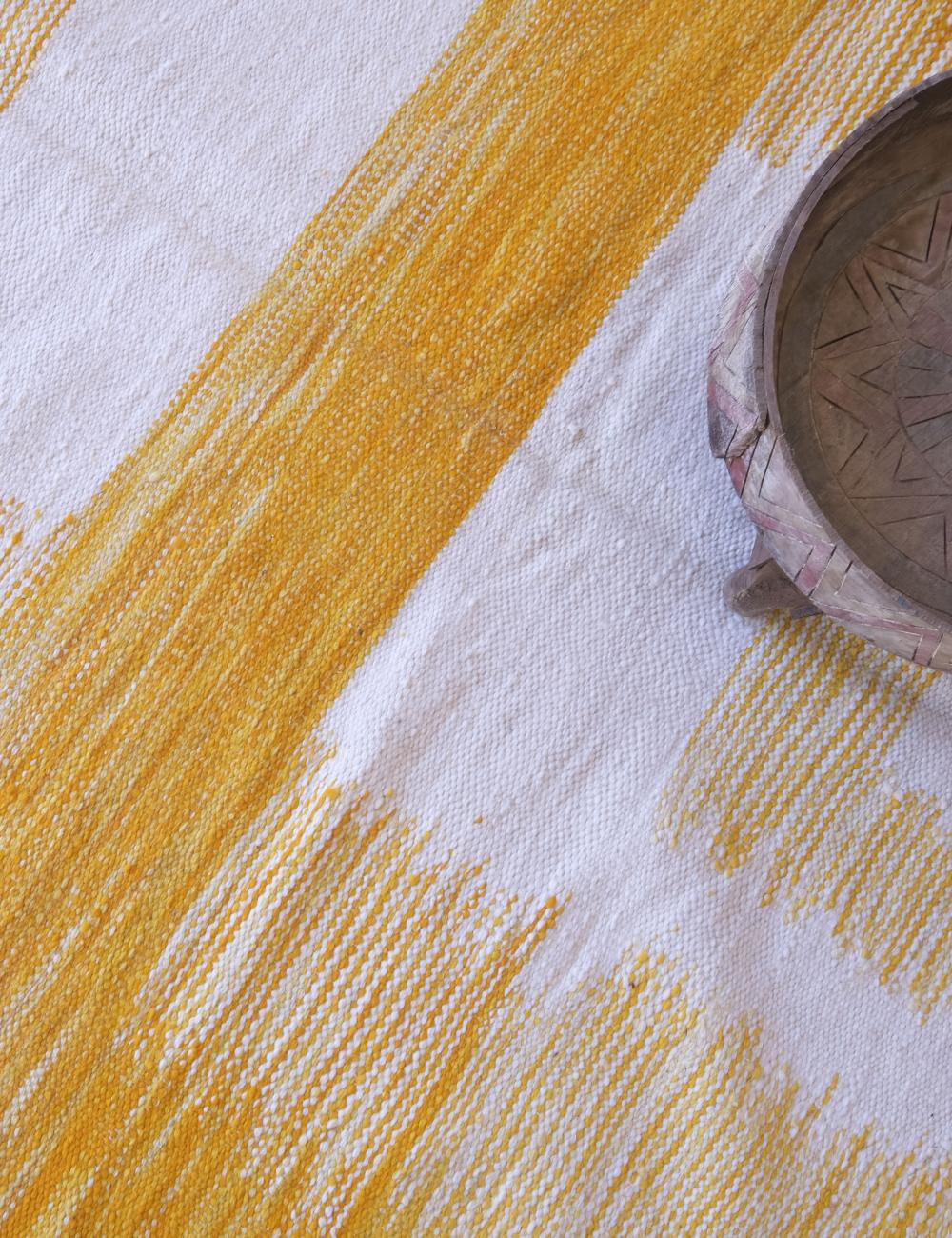 Yellow Flatwoven Moroccan Rug 10.2 x 6.4 ft / 311 x 197 cm - Surcoma