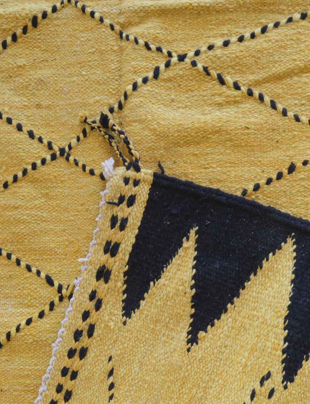 Yellow Moroccan Kilim Modern Rug 8.7 x 4.9 ft / 264 x 150 cm