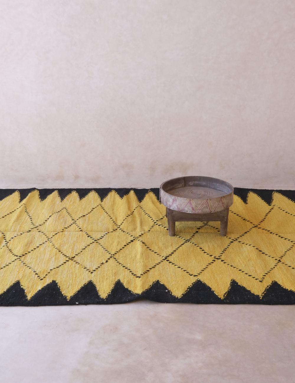 Yellow Moroccan Kilim Modern Rug 8.7 x 4.9 ft / 264 x 150 cm