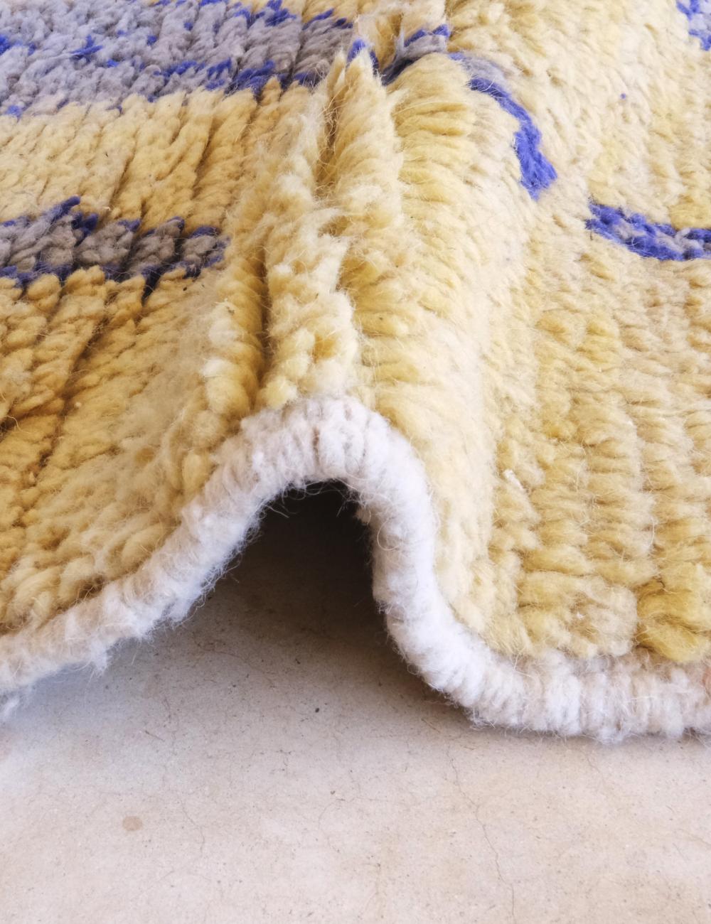 Yellow Moroccan Wool Hallway Rug 14.8 x 2.6 ft / 450 x 82 cm