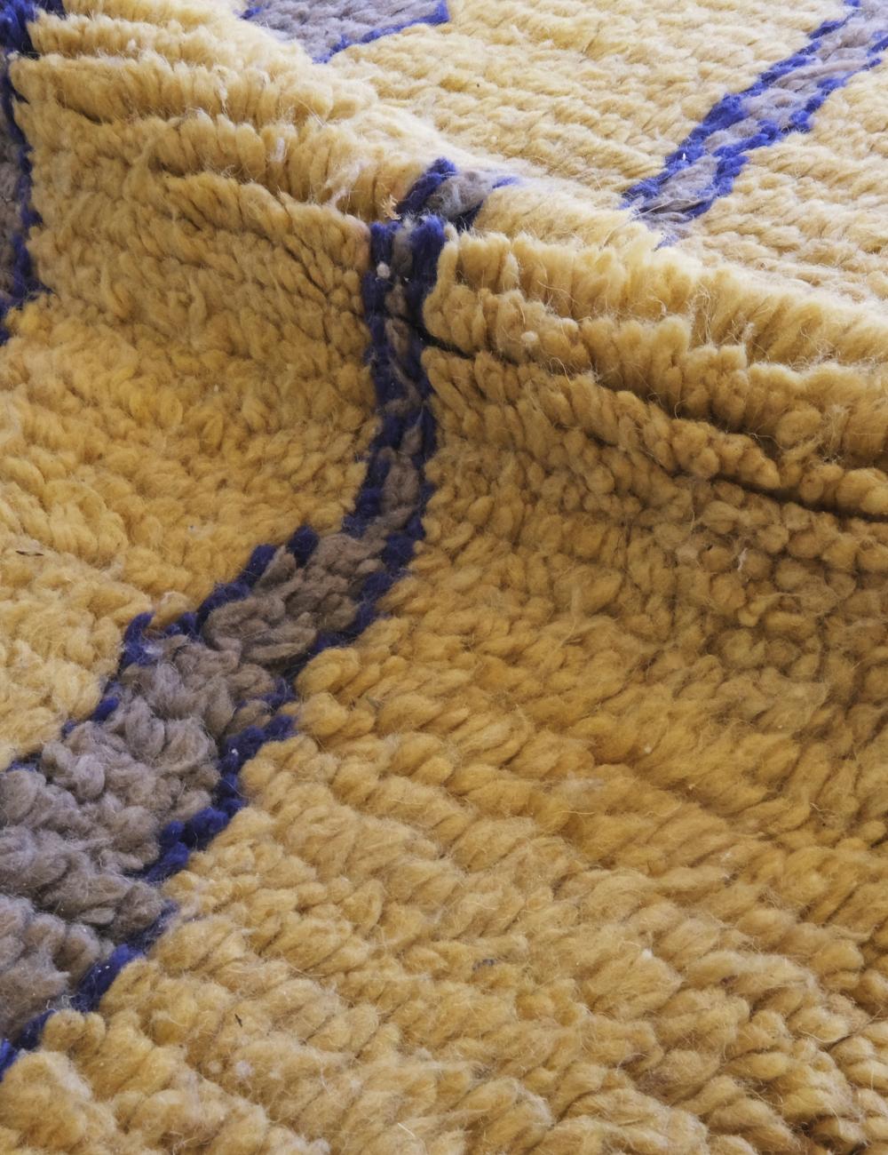 Yellow Moroccan Wool Hallway Rug 14.8 x 2.6 ft / 450 x 82 cm