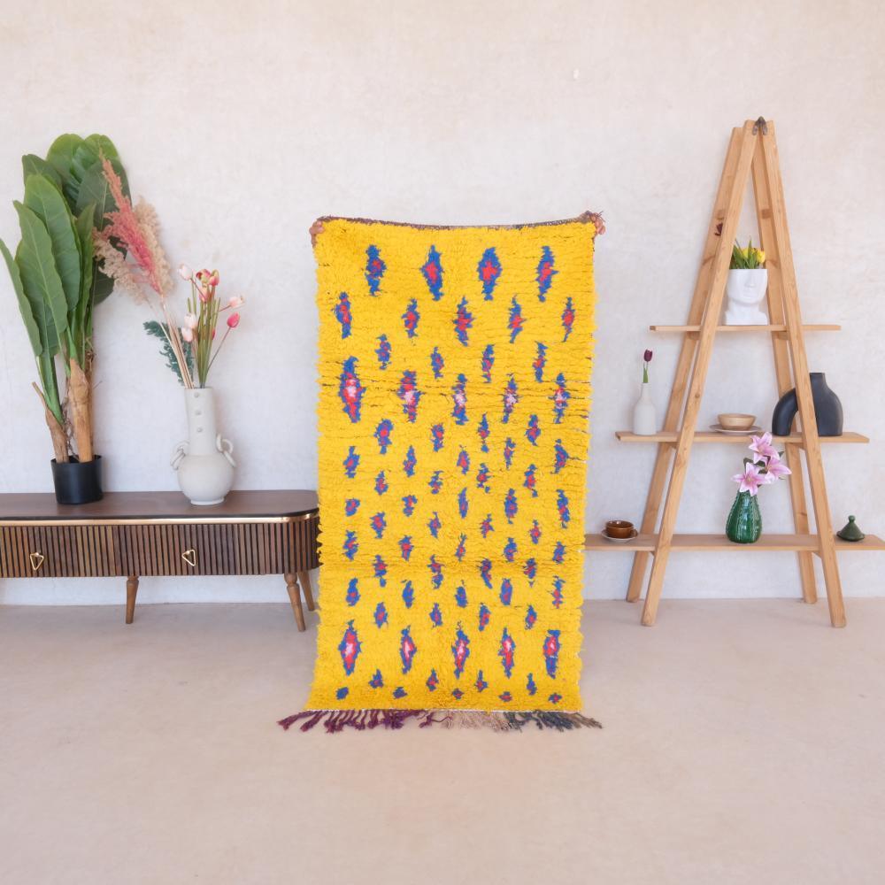 Moroccan Vibrant Lemon Yellow Rug 5.6 x 3 ft / 172 x 92 cm - Surcoma