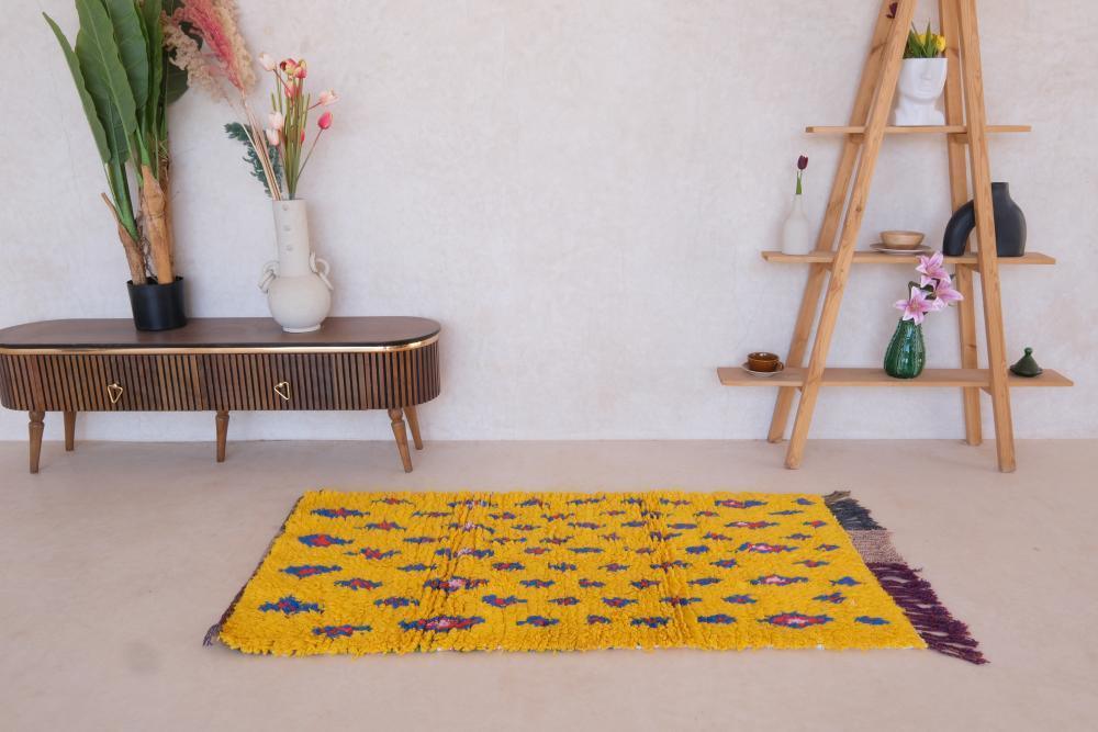 Moroccan Vibrant Lemon Yellow Rug 5.6 x 3 ft / 172 x 92 cm - Surcoma