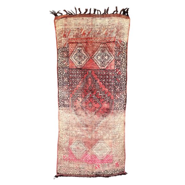 Handmade 6x14 Neutral Tribal Moroccan Wool Carpet
