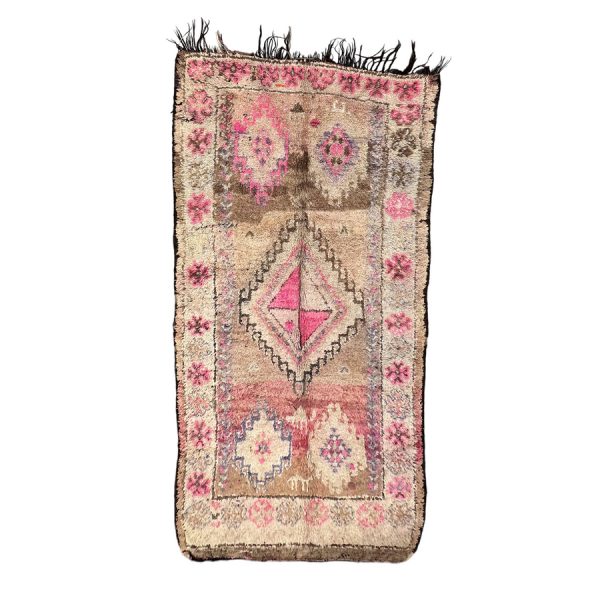Handknotted 6x12 Pink and Gray Bohemian & Eclectic Moroccan Wool Rug