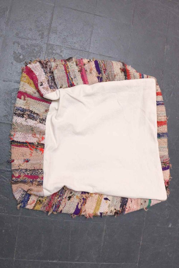 Bohemian & Eclectic Medium Pile Recycled Textiles Kilim Boucherouite