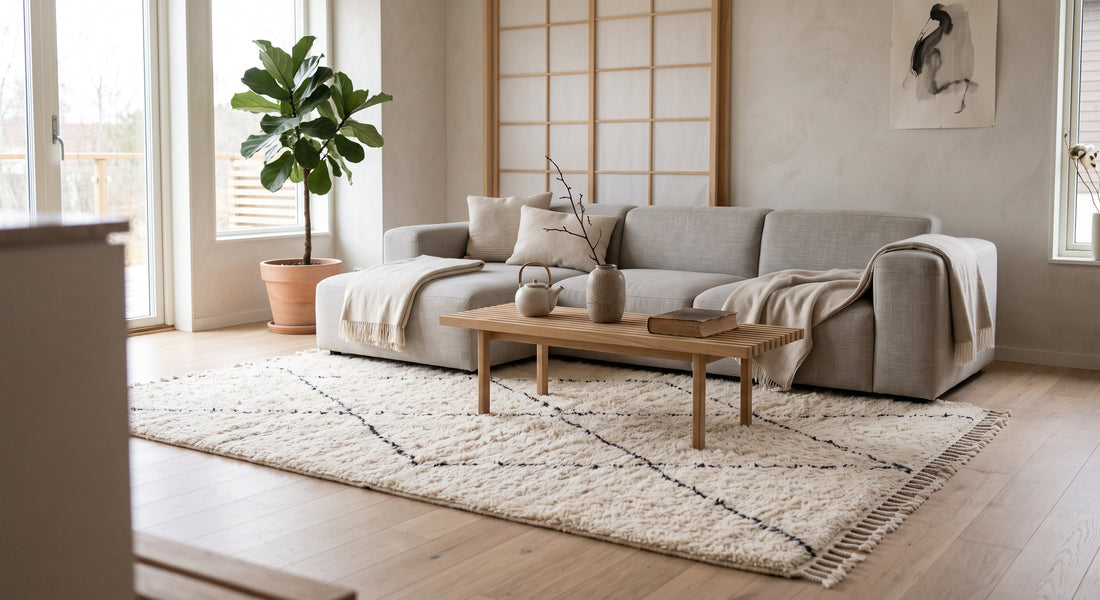 How to Style a Moroccan Rug in a Japandi-Inspired Home