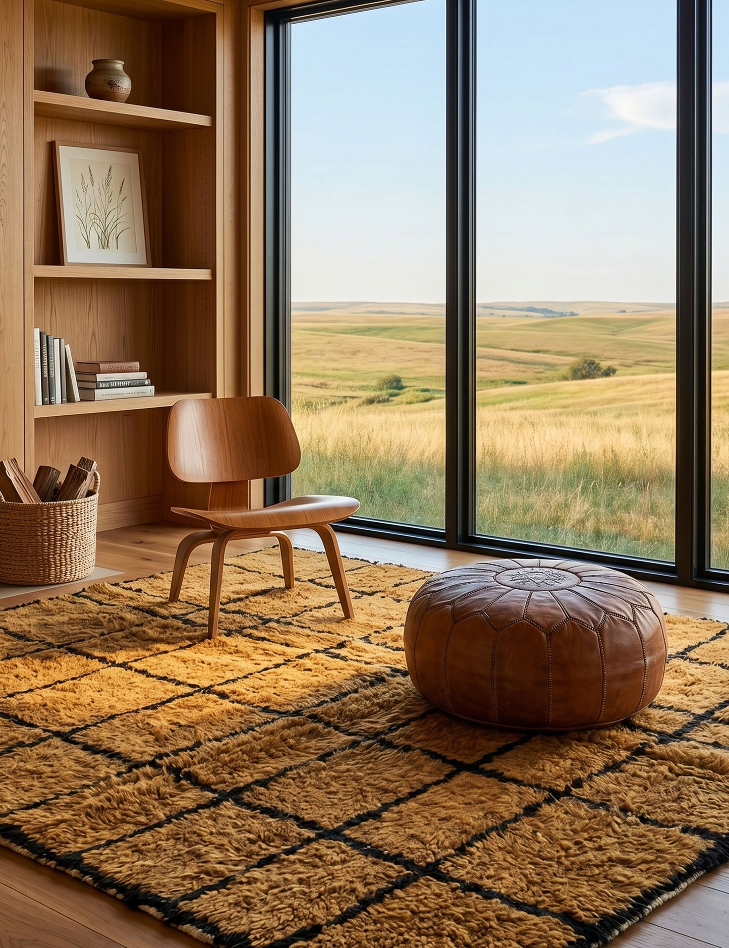 Brown Grid Moroccan Rug 9.8 x 7 ft / 300 x 215 cm