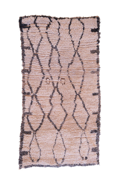 Moroccan Azilal Beige Wool Rug 5 x 2.8 ft / 151 x 86 cm - Surcoma