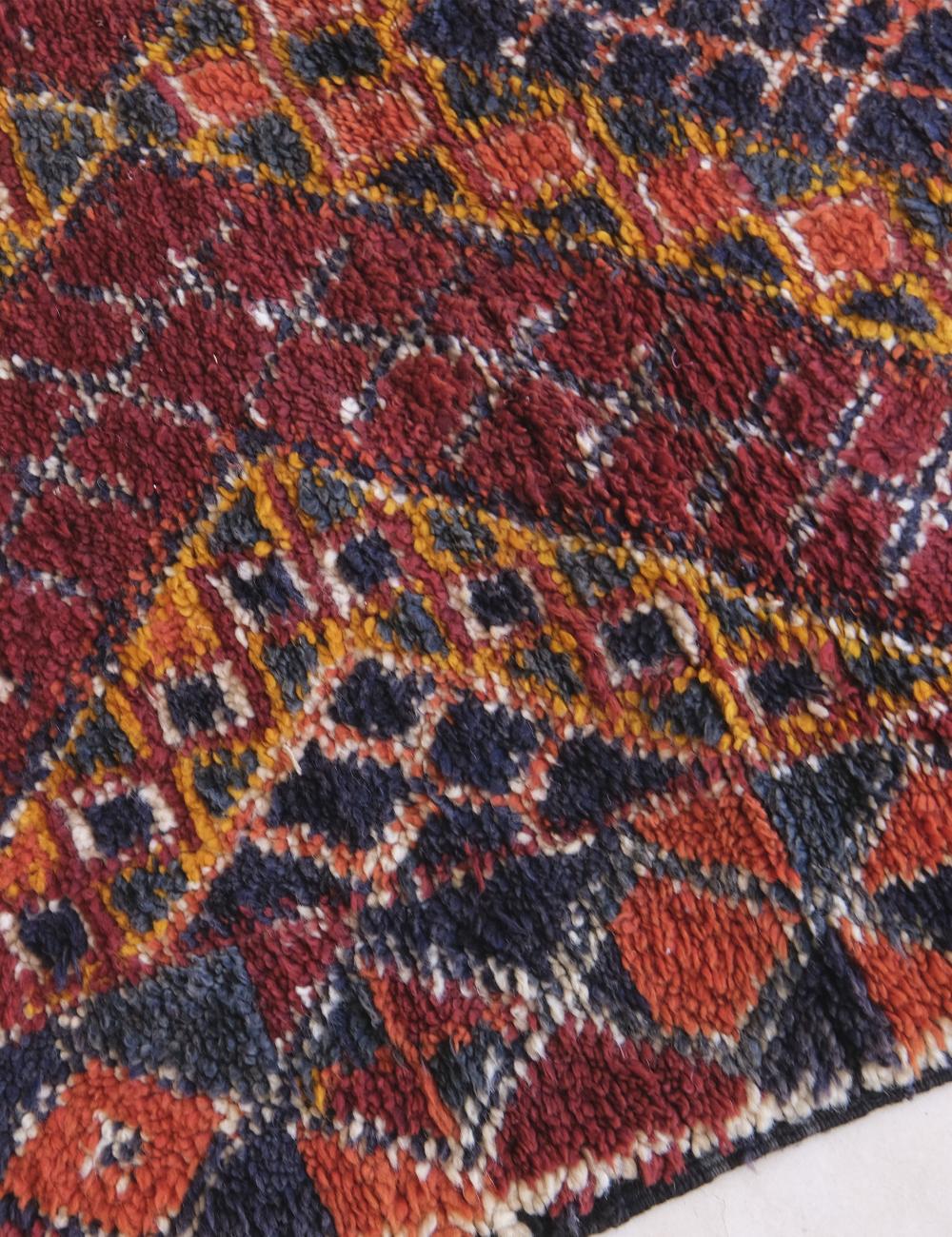 Handwoven Rug with Deep Red and Indigo 12.9 x 6.4 ft / 392 x 195 cm - Surcoma