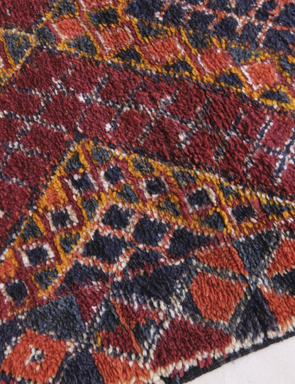Handwoven Rug with Deep Red and Indigo 12.9 x 6.4 ft / 392 x 195 cm - Surcoma