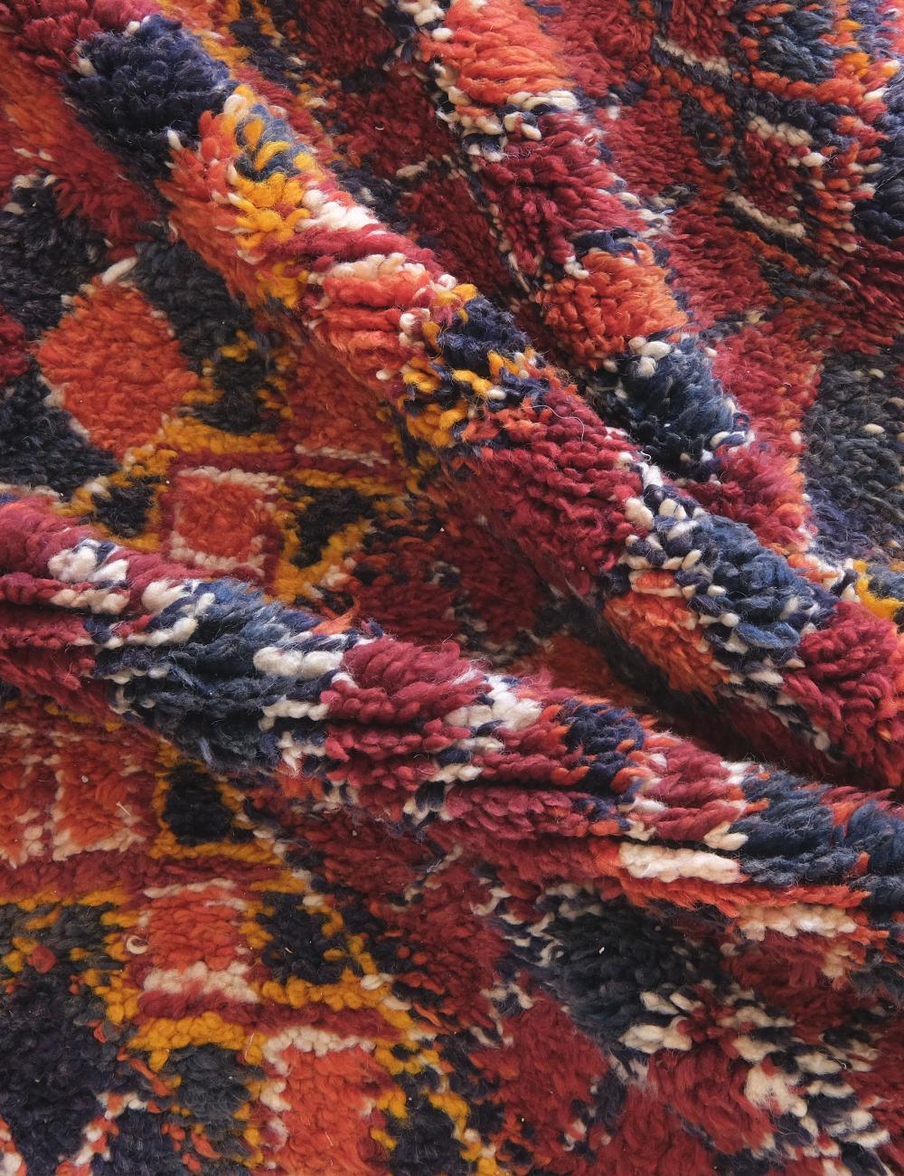 Handwoven Rug with Deep Red and Indigo 12.9 x 6.4 ft / 392 x 195 cm - Surcoma