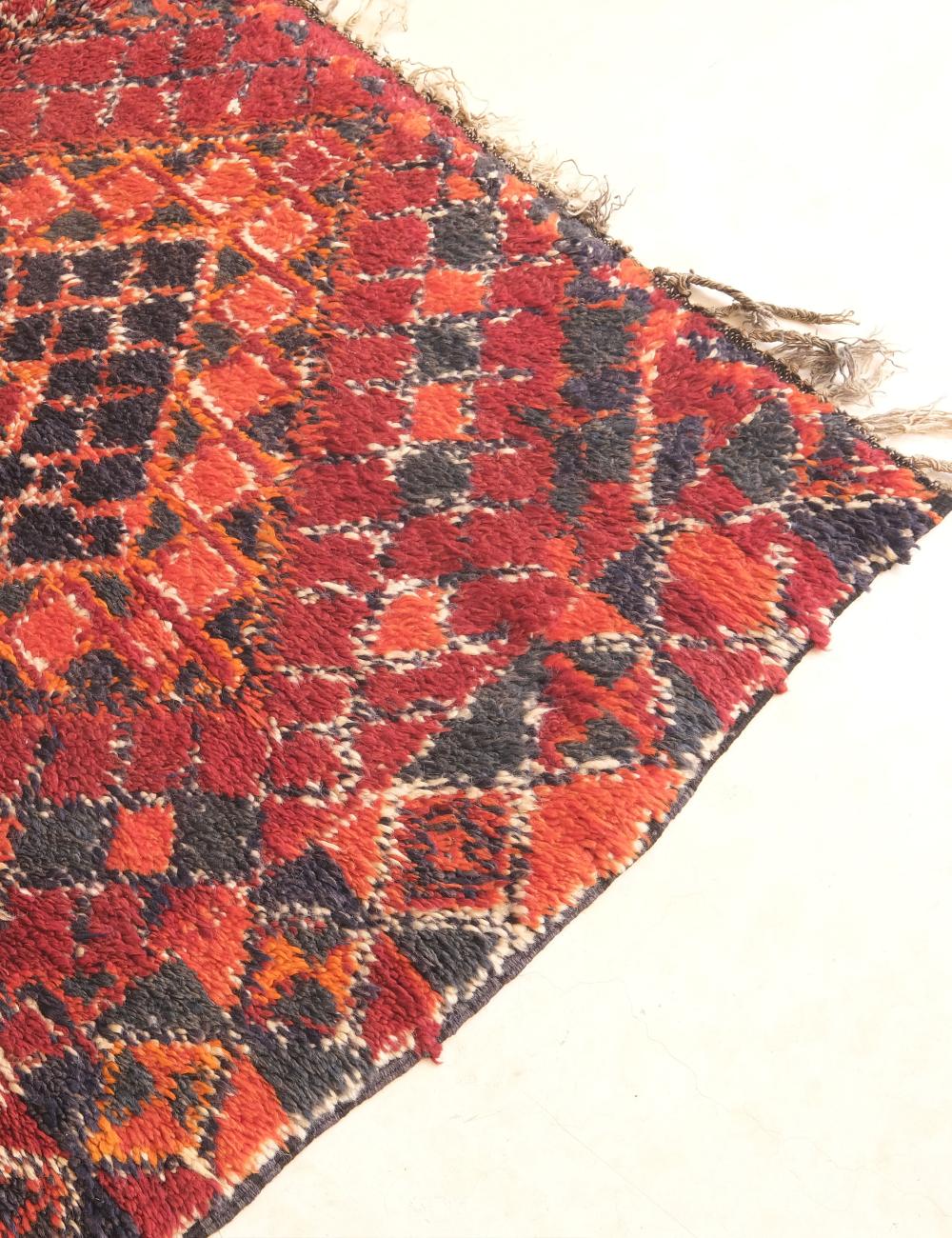 Handwoven Rug with Deep Red and Indigo 12.9 x 6.4 ft / 392 x 195 cm - Surcoma