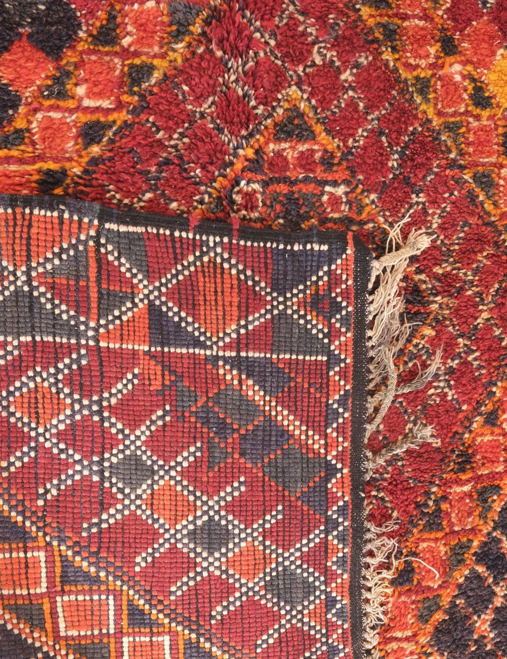 Handwoven Rug with Deep Red and Indigo 12.9 x 6.4 ft / 392 x 195 cm - Surcoma