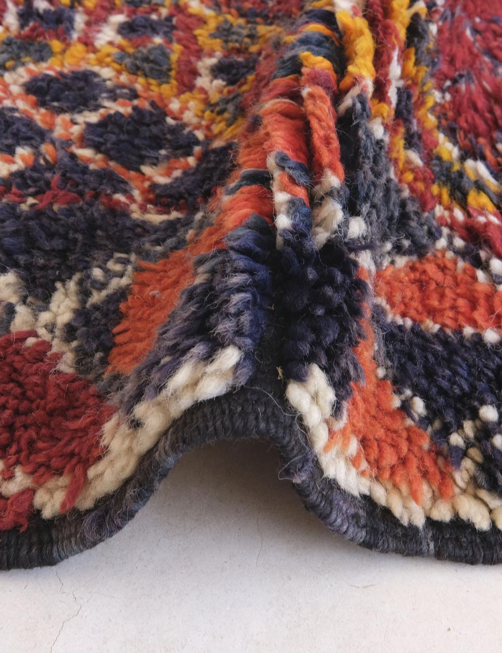 Handwoven Rug with Deep Red and Indigo 12.9 x 6.4 ft / 392 x 195 cm - Surcoma