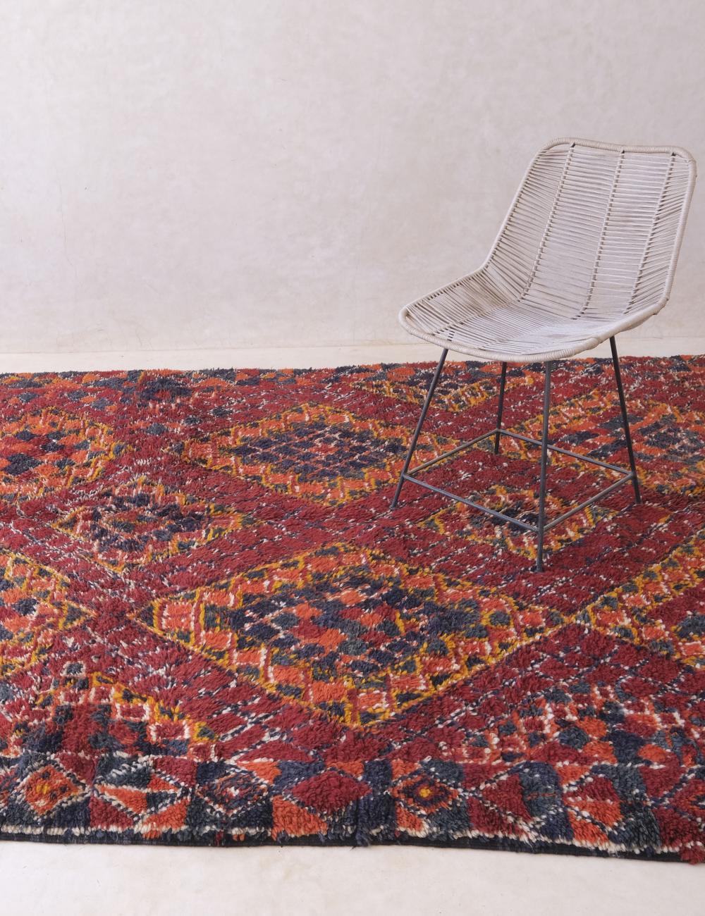 Handwoven Rug with Deep Red and Indigo 12.9 x 6.4 ft / 392 x 195 cm - Surcoma