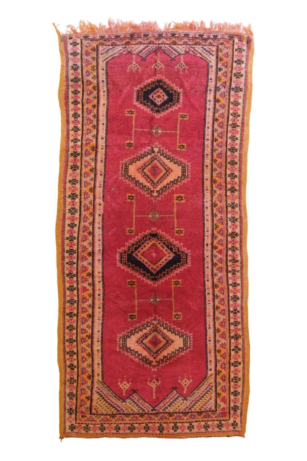 1970's Moroccan Handknotted Taznakht Rug 12 x 5.31 ft / 366 x 162 cm