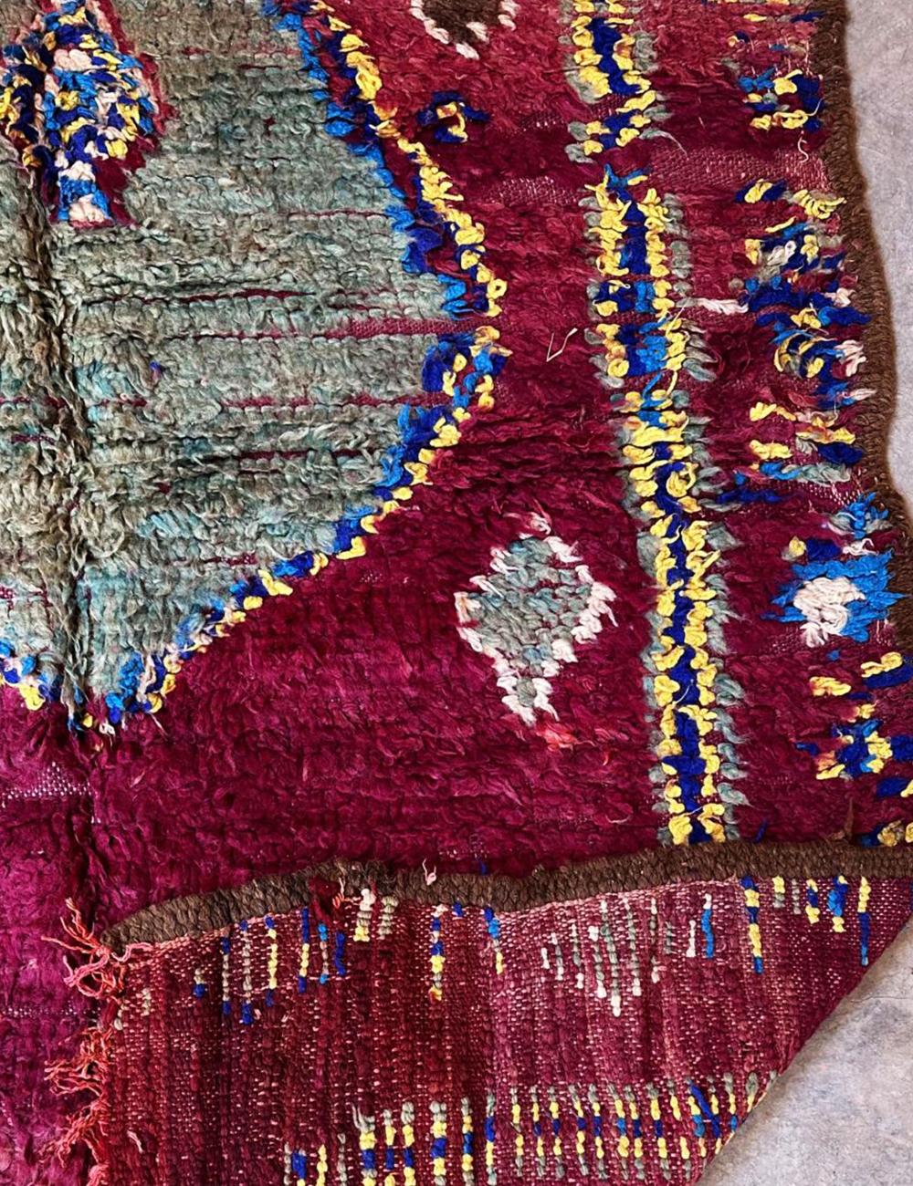 Burgundy Moroccan Vintage Tribal Rug 11.2 x 4.7 ft / 341 x 145 cm