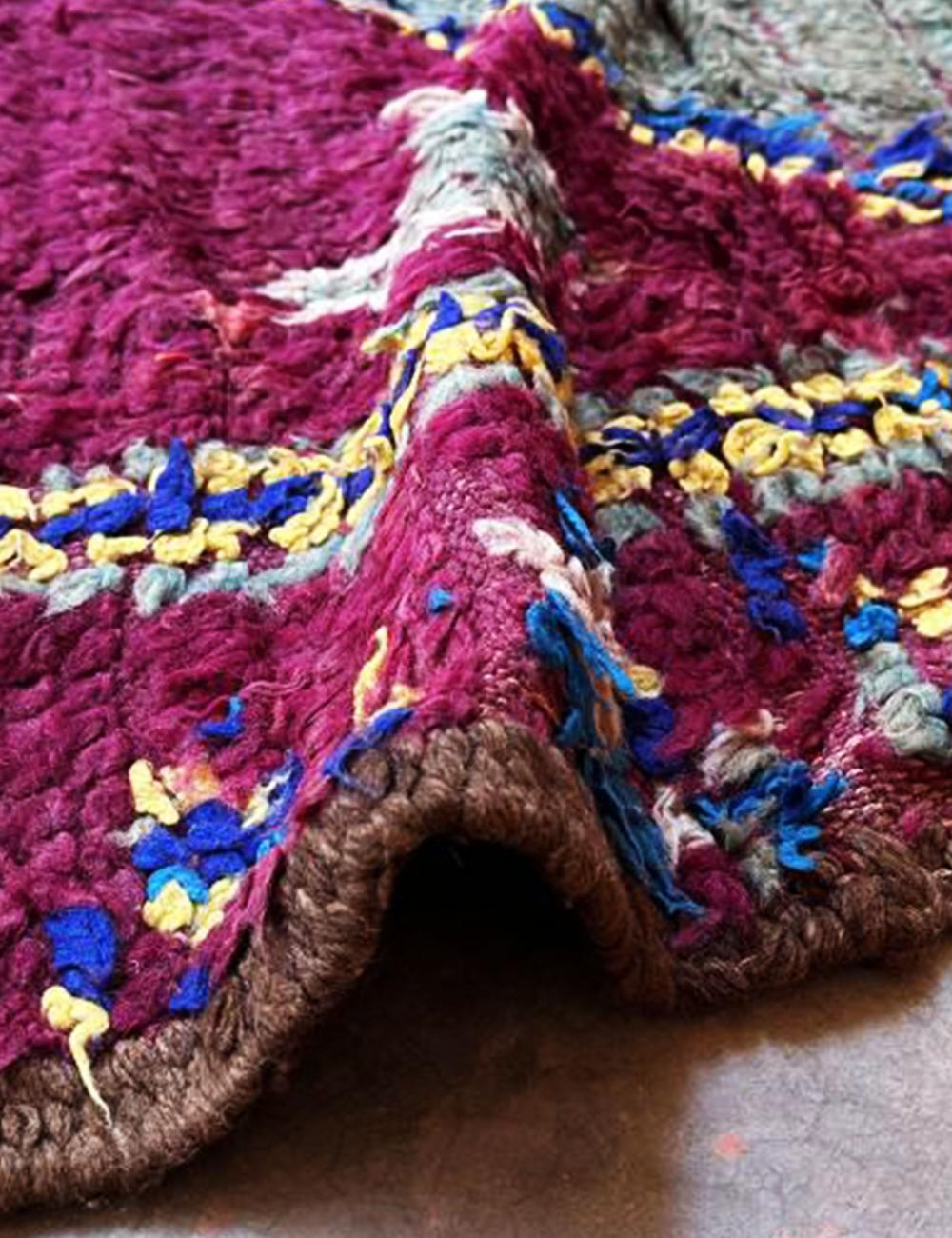 Burgundy Moroccan Vintage Tribal Rug 11.2 x 4.7 ft / 341 x 145 cm