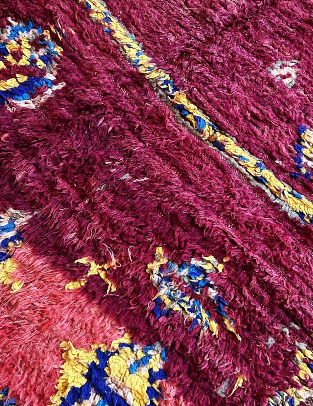 Burgundy Moroccan Vintage Tribal Rug 11.2 x 4.7 ft / 341 x 145 cm